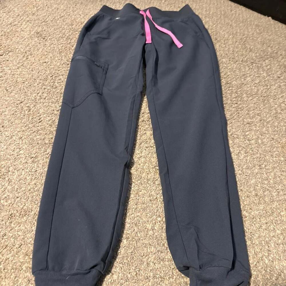 Figs Zamora Joggers Size XXS Dark Harbor Pink Drawstring